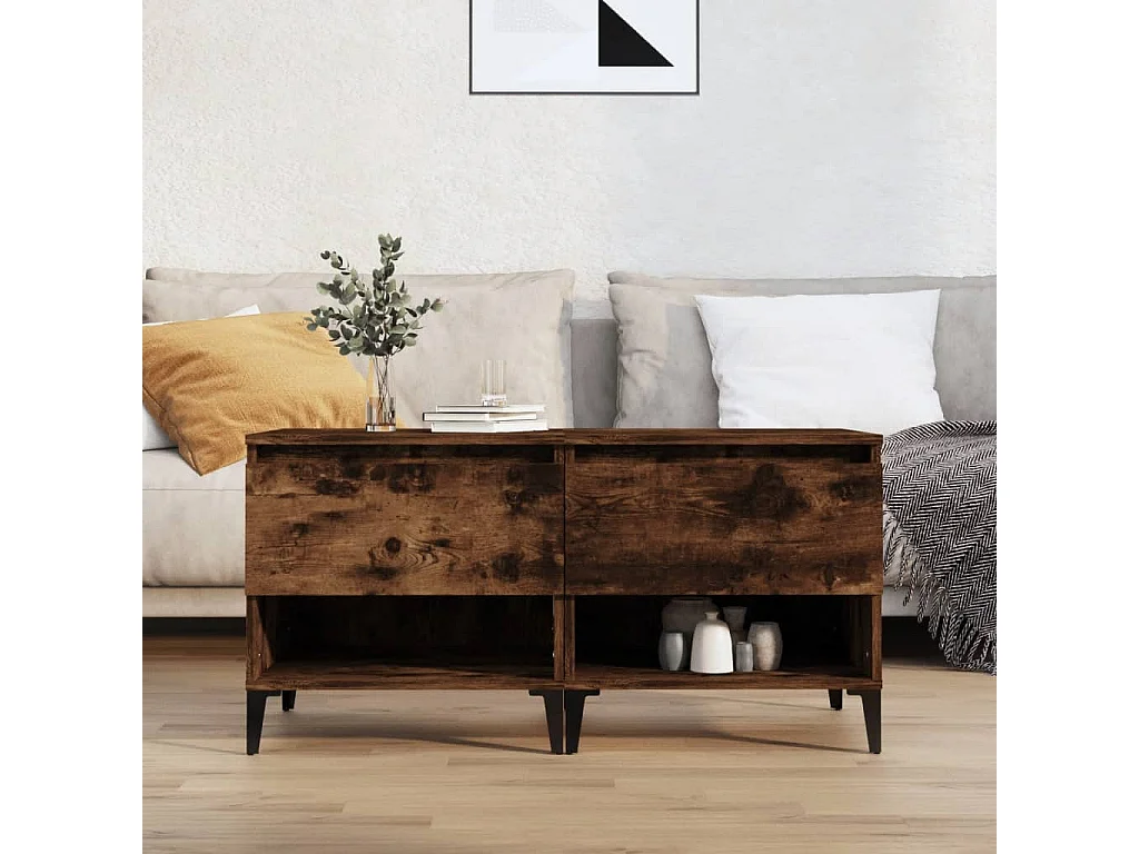 Tables d'appoint 2 pcs Chêne fumé 50x46x50 Bois ingénierie
