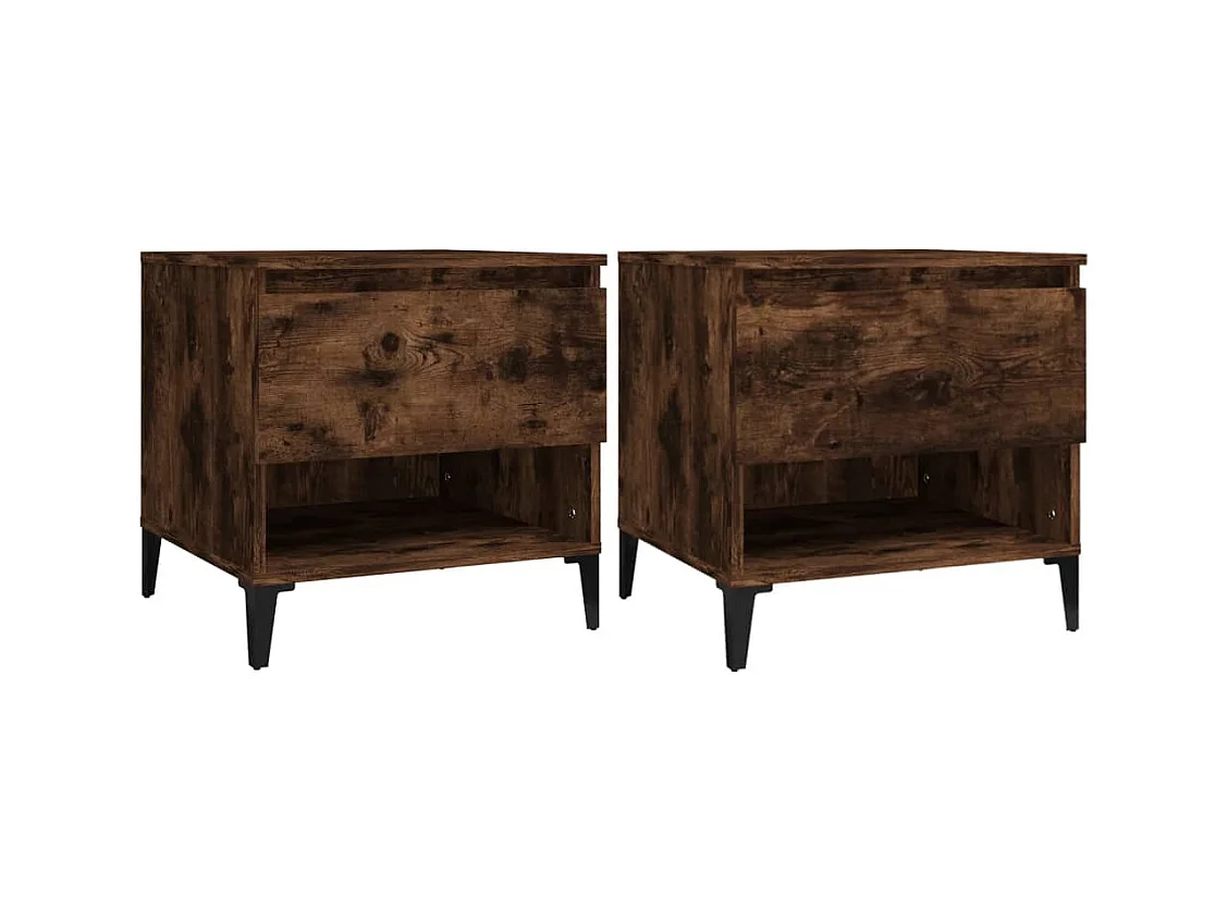 Tables d'appoint 2 pcs Chêne fumé 50x46x50 Bois ingénierie