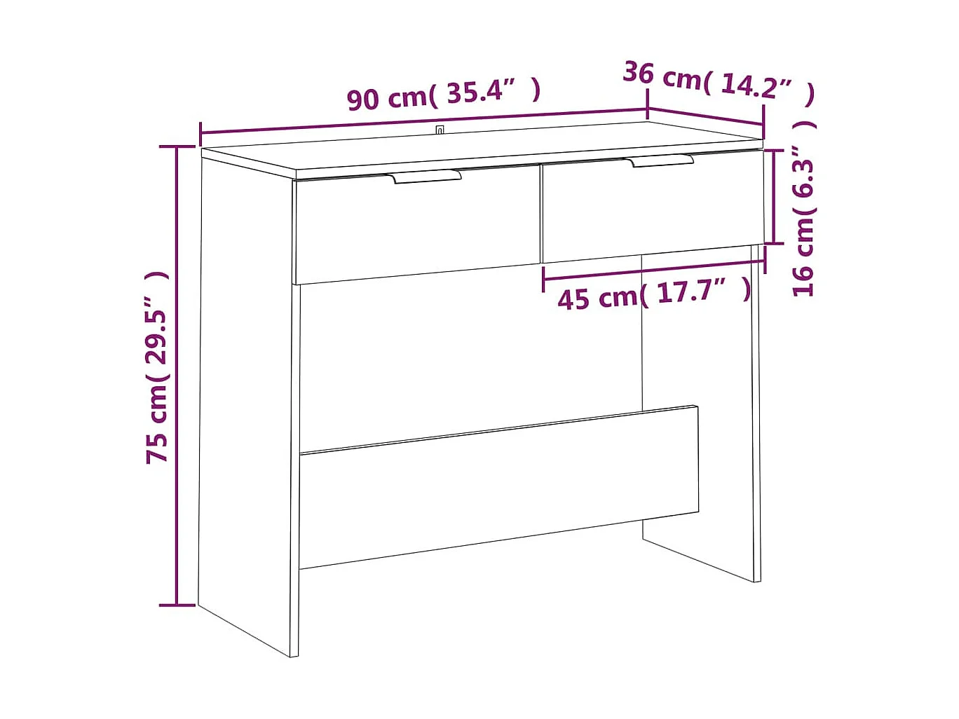 Table console Chêne fumé 90x36x75 Bois d'ingénierie