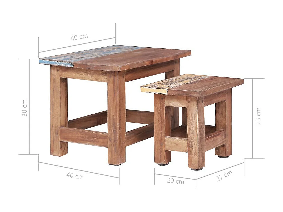 Tables gigognes 2 pcs Bois de récupération massif
