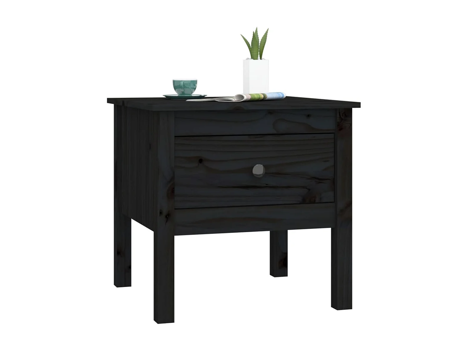 Table d'appoint Noir 50x50x49 Bois massif de pin