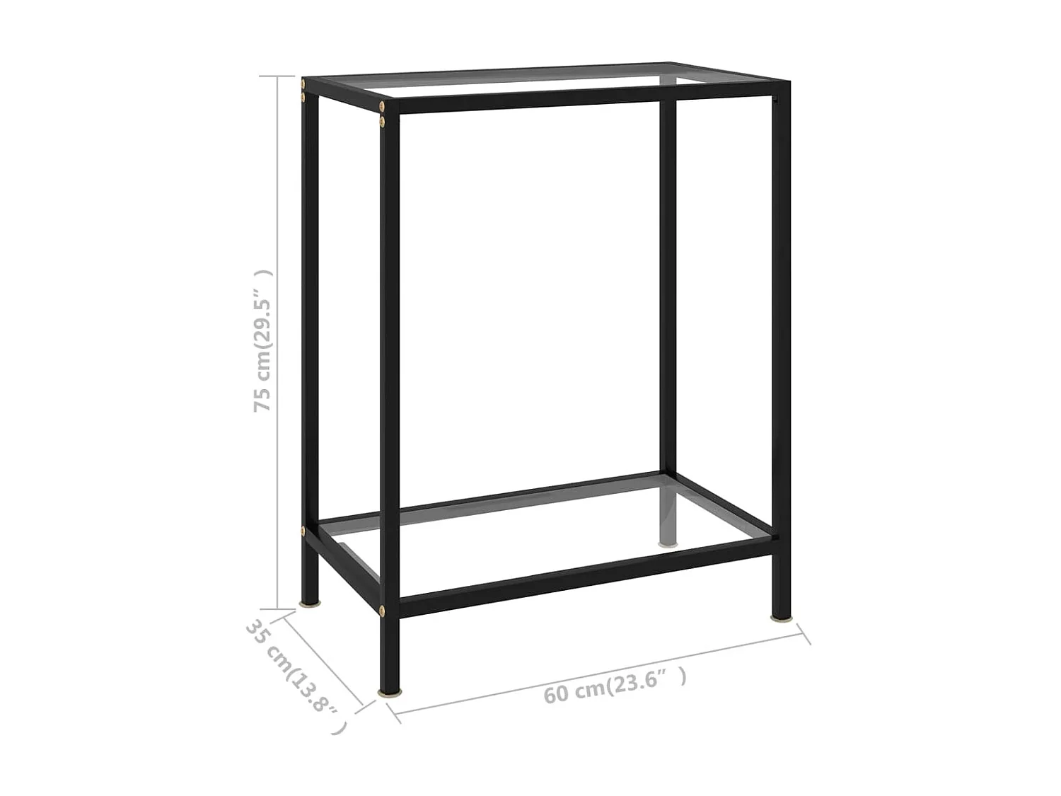 Table console Transparent 60x35x75 Verre trempé