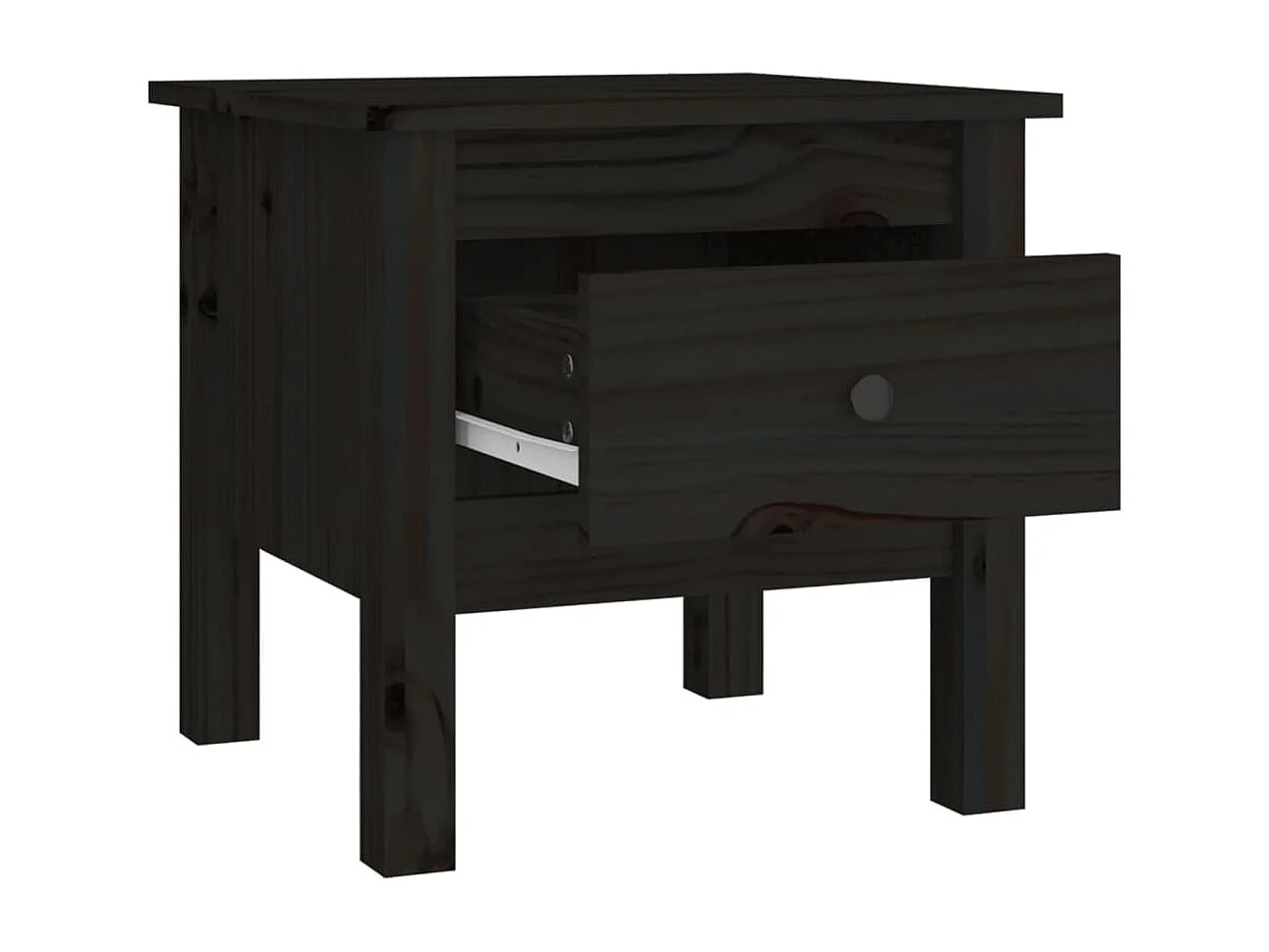 Tables d'appoint 2 pcs Noir 40x40x39 Bois massif de pin