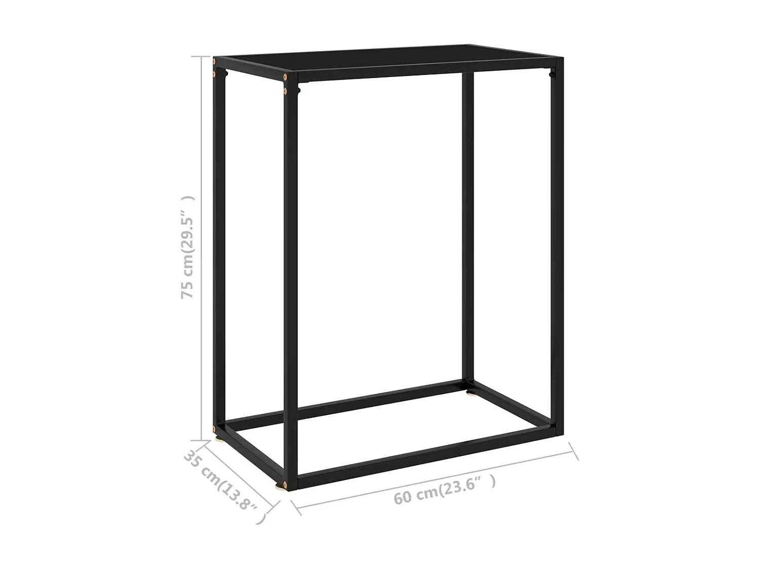Table console Noir 60x35x75 Verre trempé 3