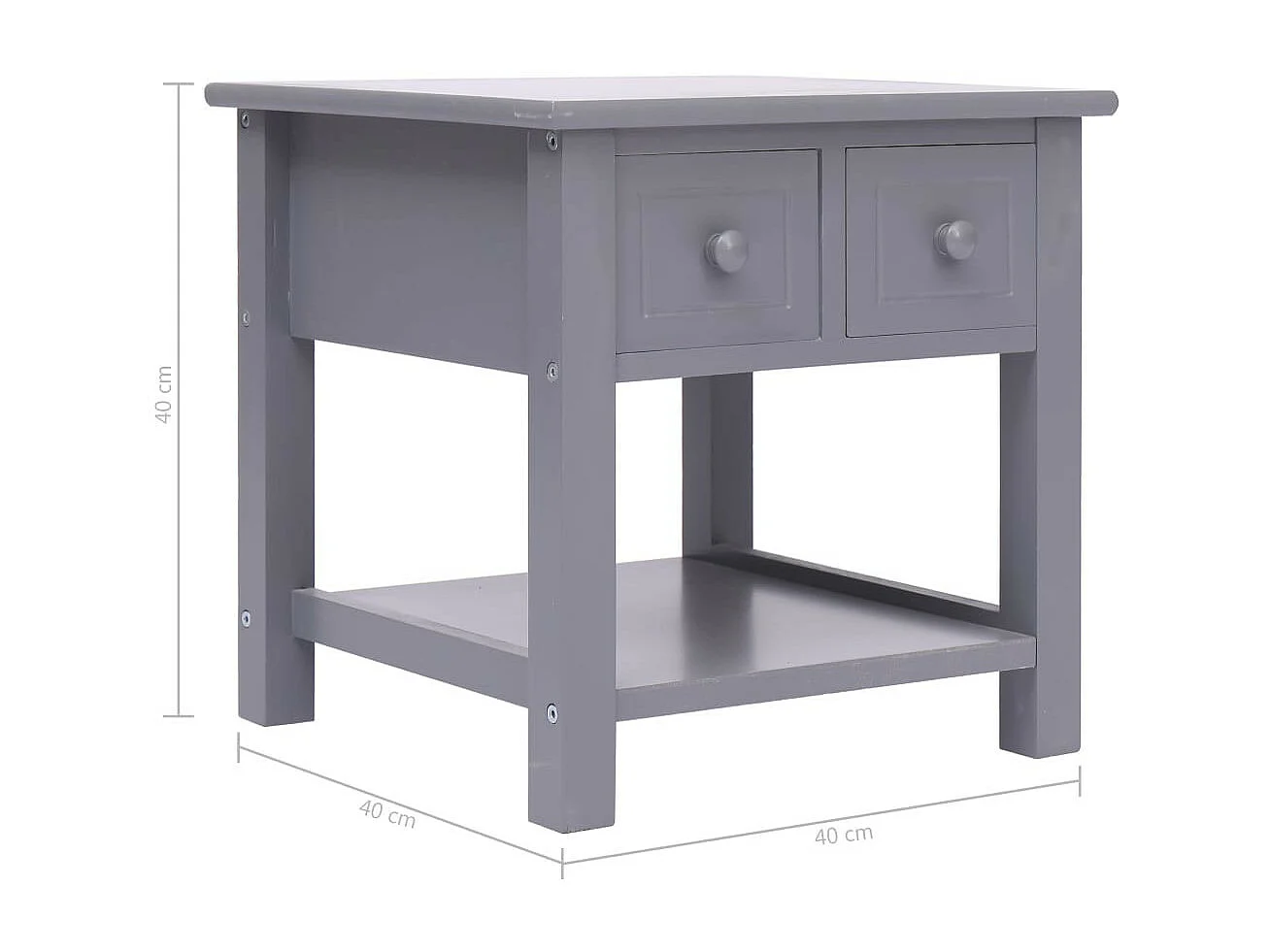 Table d'appoint Gris 40x40x40 Bois de Paulownia