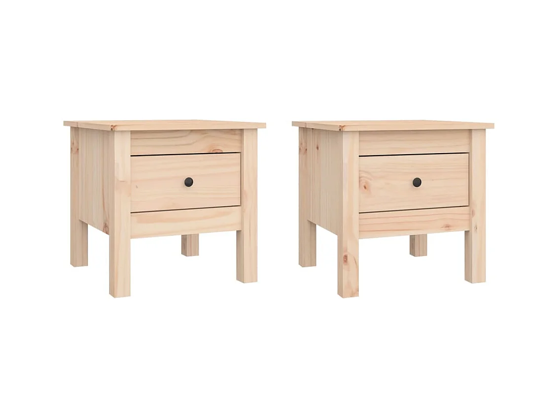 Tables d'appoint 2 pcs 40x40x39 Bois massif de pin