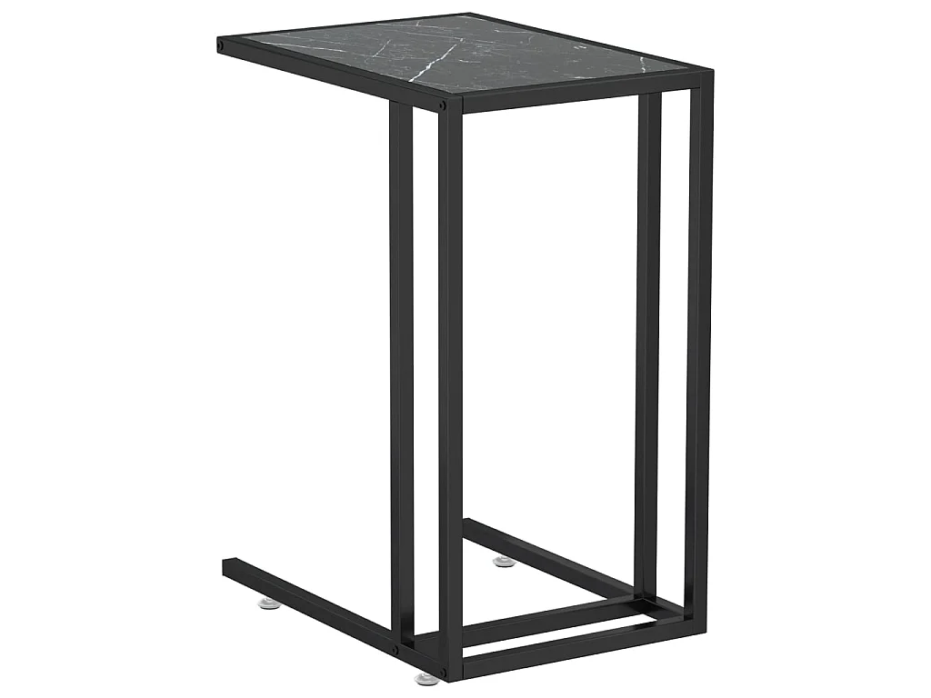 Table d'appoint ordinateur Marbre noir 50x35x65 Verre trempé