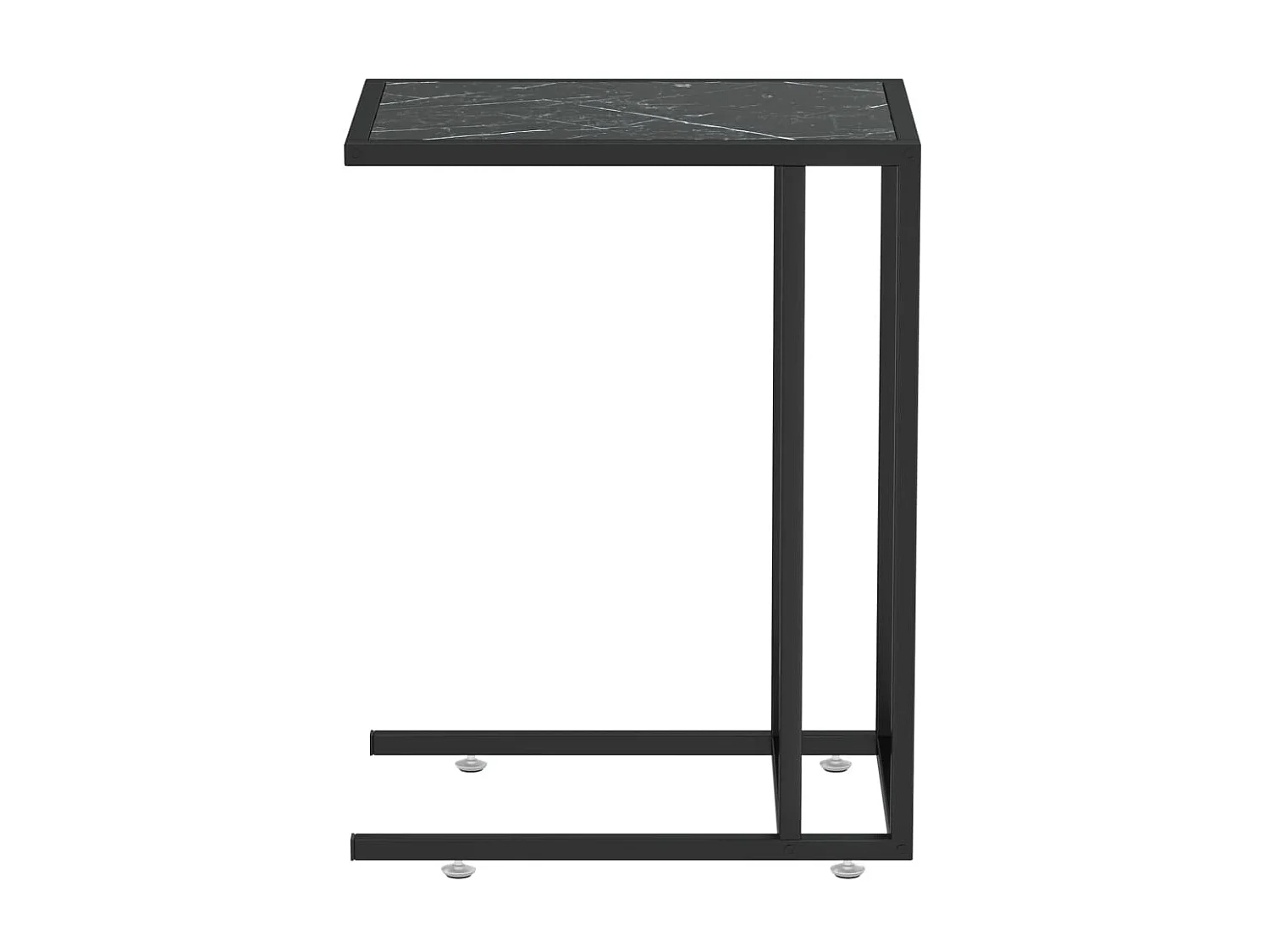 Table d'appoint ordinateur Marbre noir 50x35x65 Verre trempé