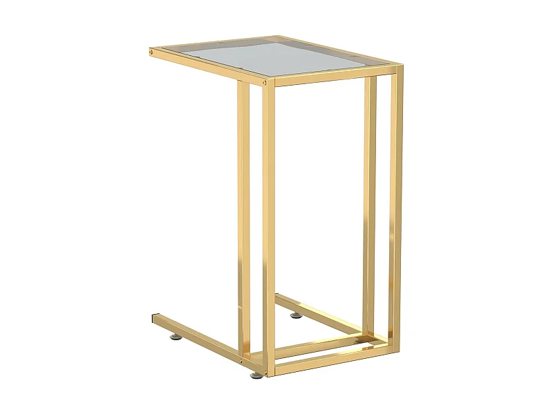 Table d'appoint pour ordinateur doré 50x35x65 Verre trempé