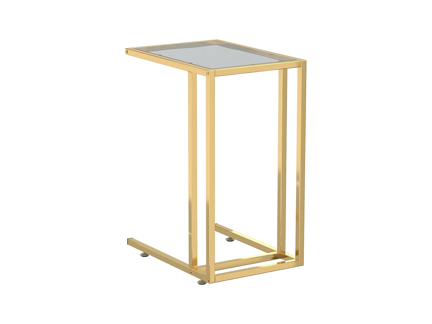 Table d'appoint pour ordinateur doré 50x35x65 Verre trempé