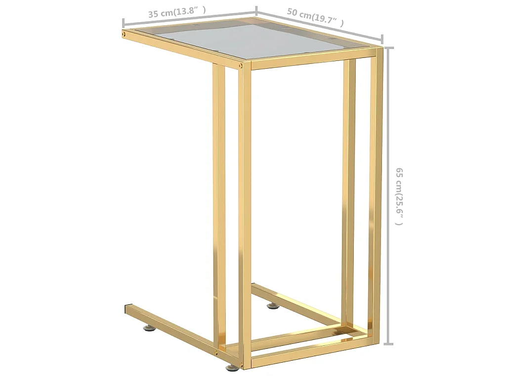 Table d'appoint pour ordinateur doré 50x35x65 Verre trempé