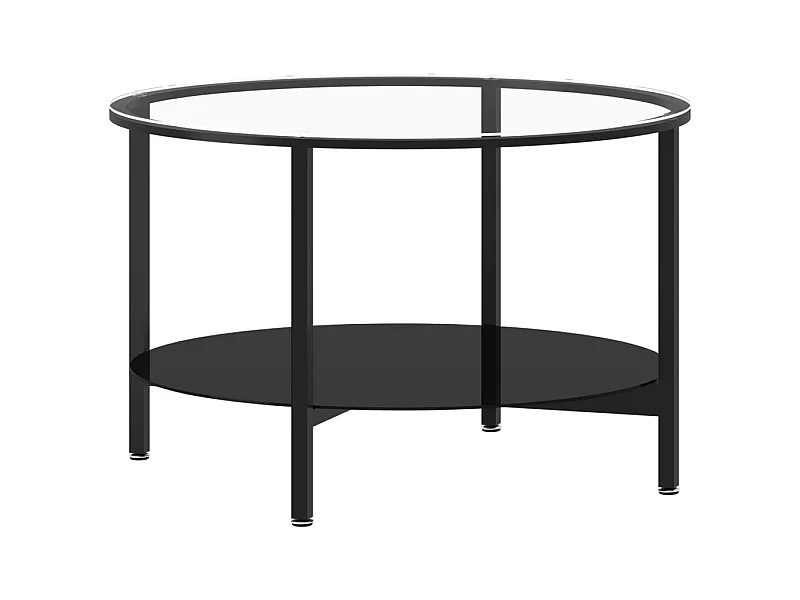 Table à thé Noir et transparent 70cm Verre trempé