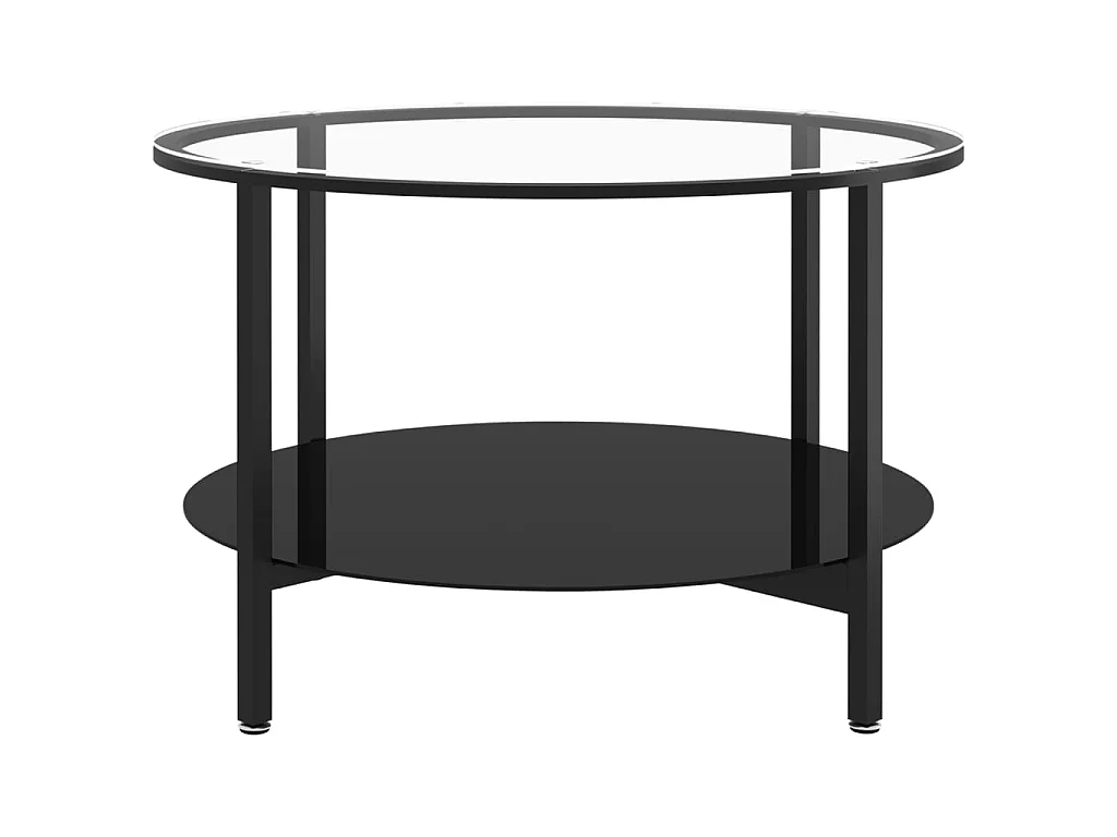 Table à thé Noir et transparent 70cm Verre trempé