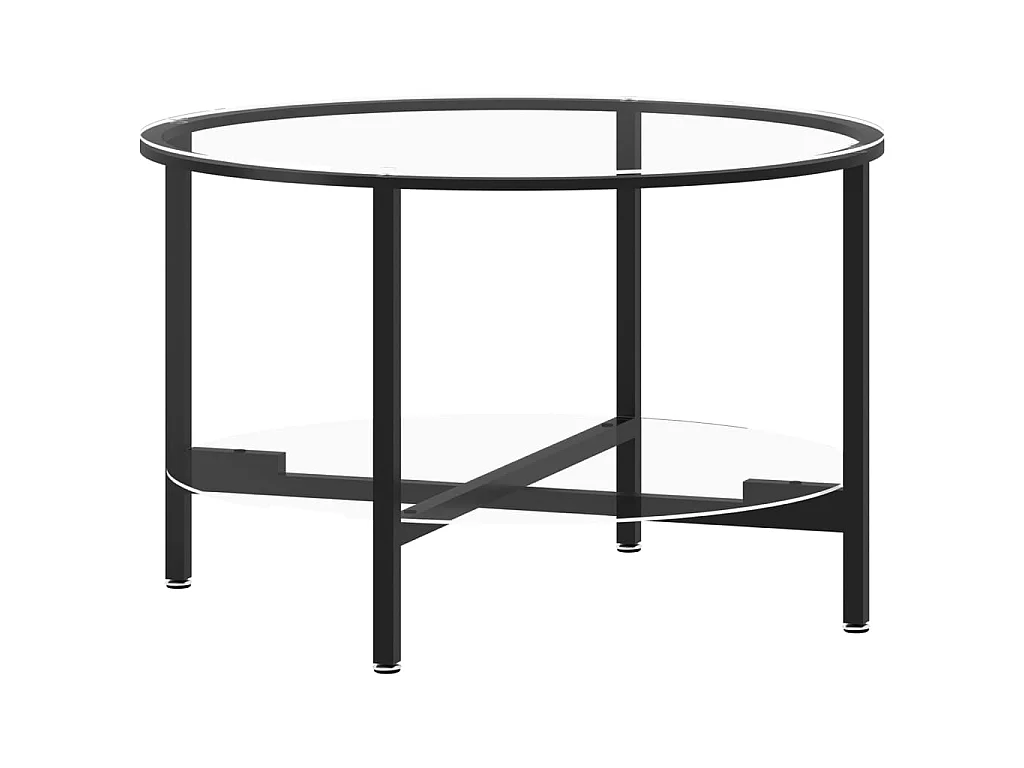 Table à thé Noir et transparent 70cm Verre trempé 2
