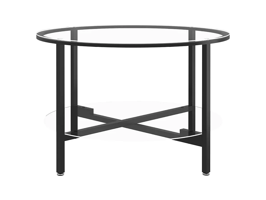 Table à thé Noir et transparent 70cm Verre trempé 2
