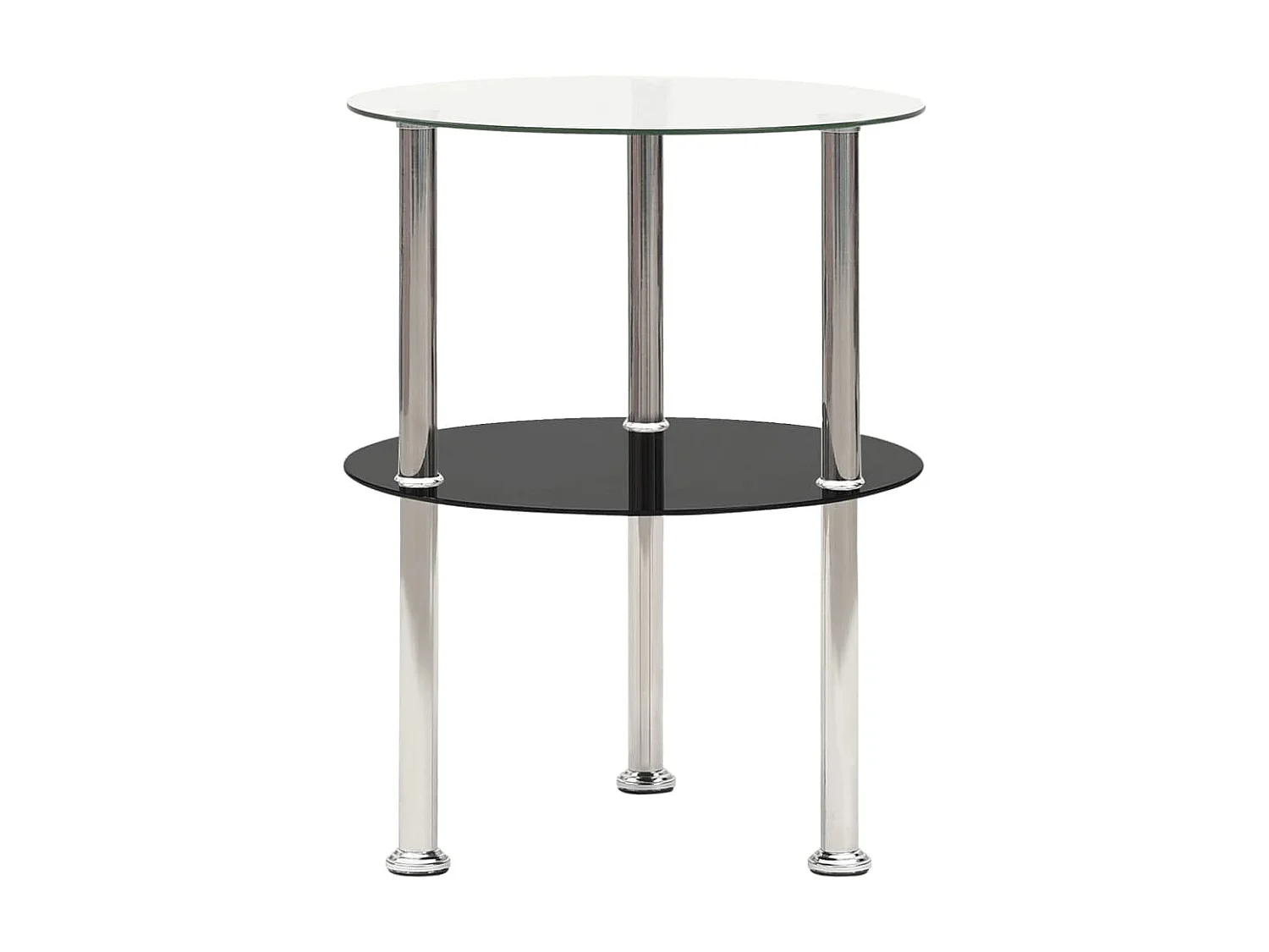 Table d'appoint à 2 niveaux Transparent-noir 38cm Verre trempé 2