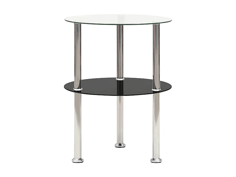 Table d'appoint à 2 niveaux Transparent-noir 38cm Verre trempé 2