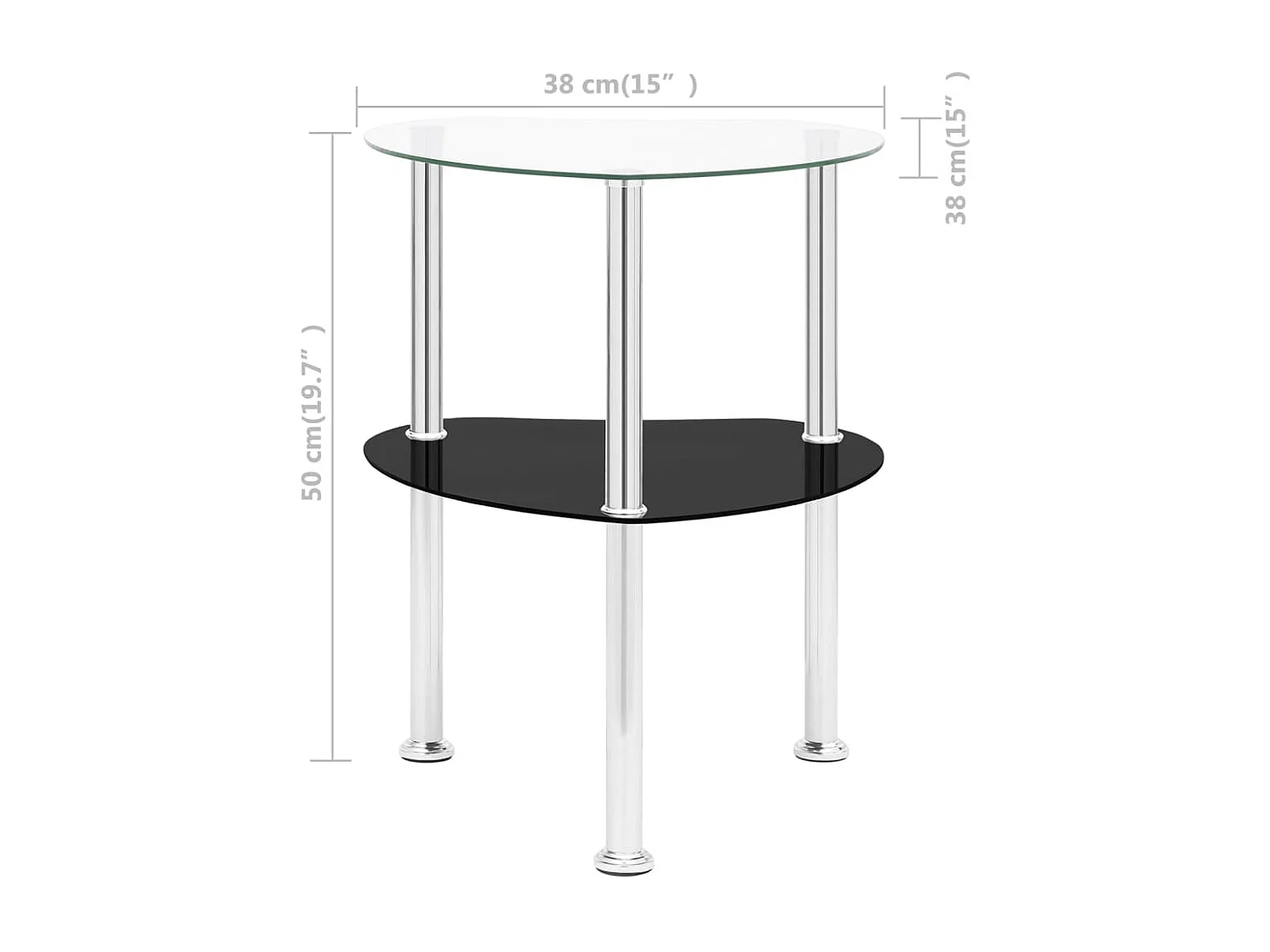 Table d'appoint Transparent et noir 38x38x50 Verre trempé 2