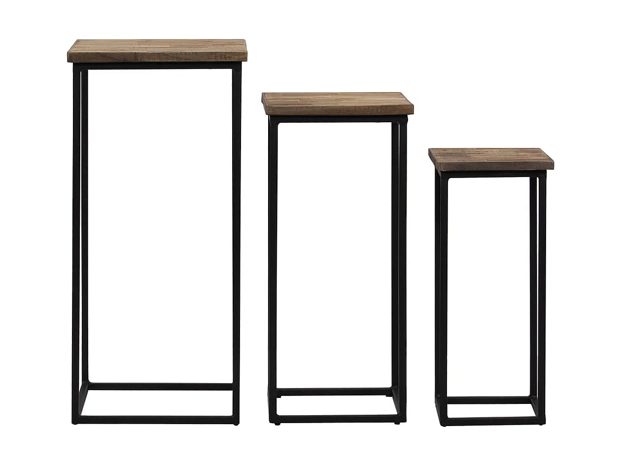 Ensemble de tables pour plante 3 pcs Teck recyclé