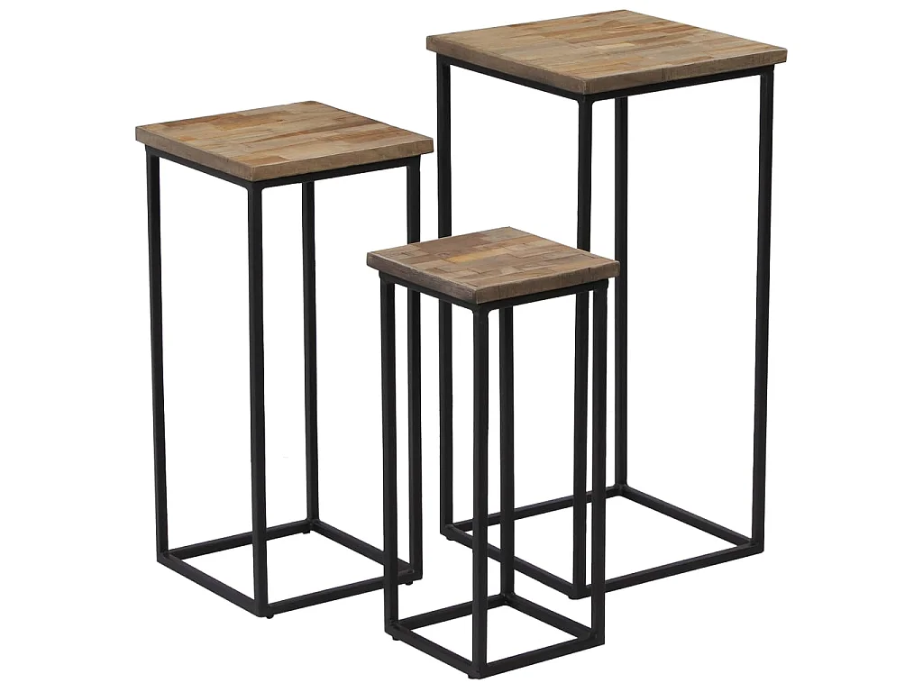 Ensemble de tables pour plante 3 pcs Teck recyclé