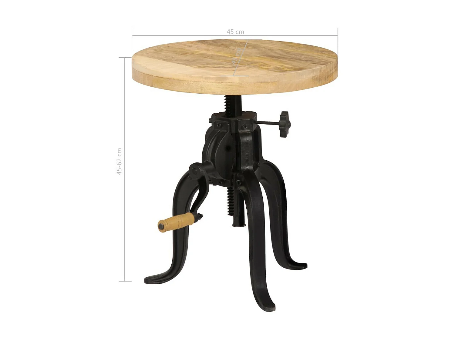 Table d'appoint 45x (45-62) cm Bois de manguier massif et fonte