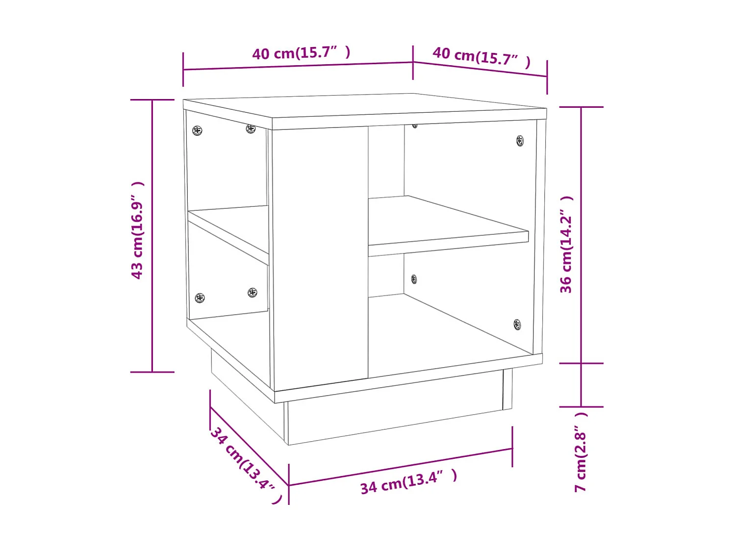 Table basse Chêne fumé 40x40x43 Bois d'ingénierie
