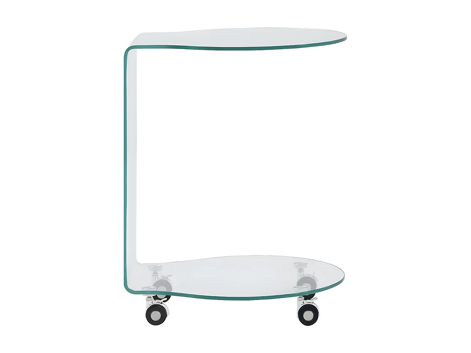 Table d'appoint arrondi sur roulettes verre trempé transparent Niu