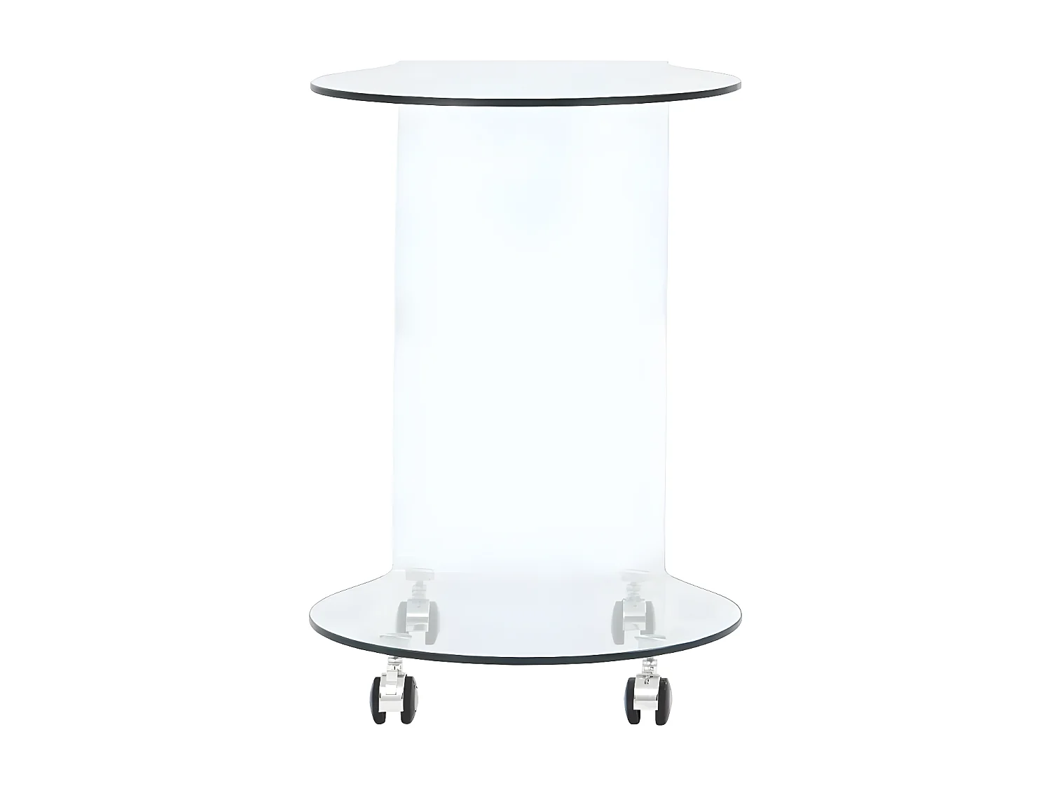 Table d'appoint arrondi sur roulettes verre trempé transparent Niu