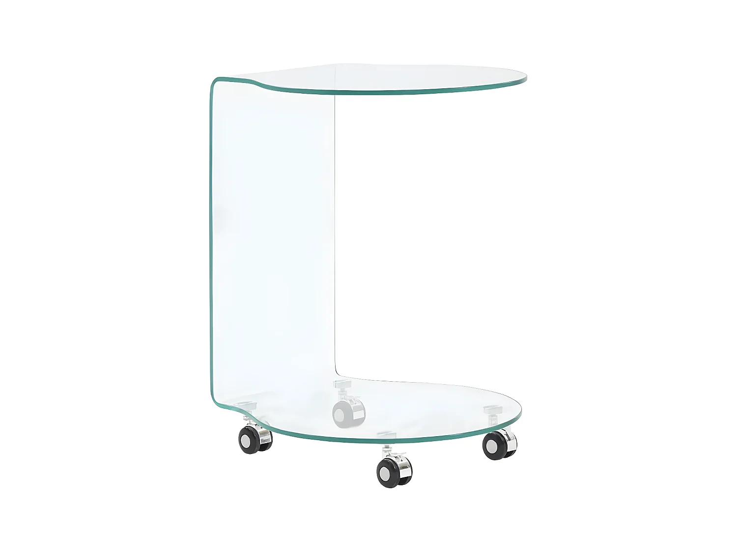 Table d'appoint arrondi sur roulettes verre trempé transparent Niu