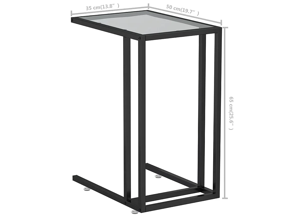 Table d'appoint pour ordinateur Noir 50x35x65 Verre trempé