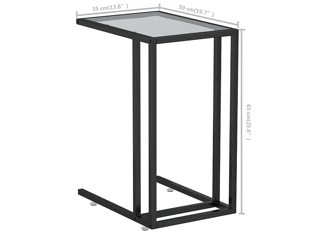 Table d'appoint ordinateur Transparent 50x35x65 Verre trempé