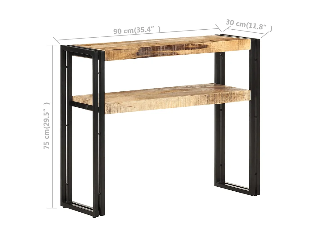 Table console 90x30x75 Bois de manguier brut