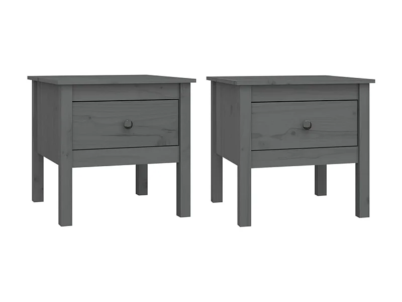 Tables d'appoint 2 pcs Gris 50x50x49 Bois massif de pin