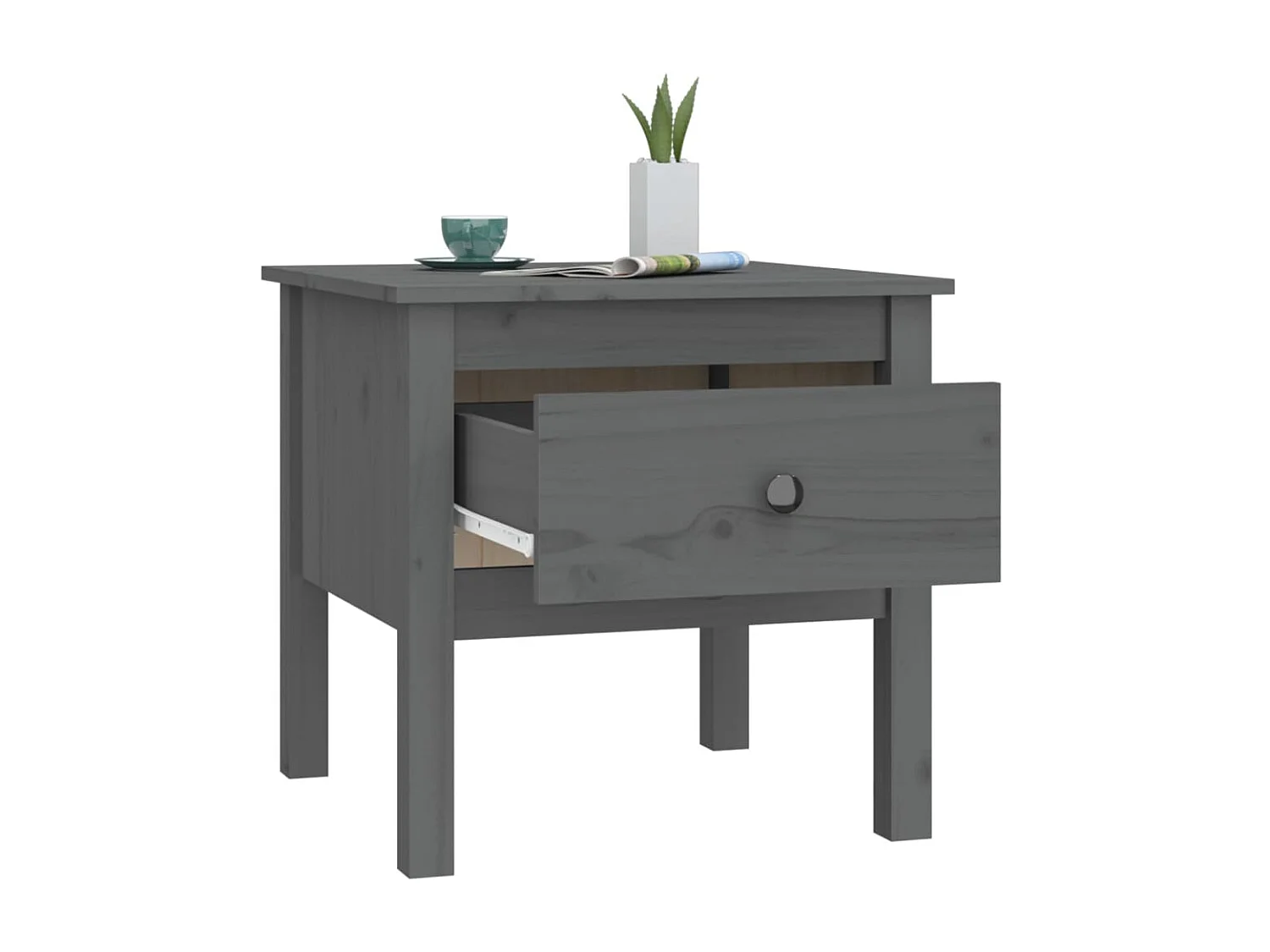 Tables d'appoint 2 pcs Gris 50x50x49 Bois massif de pin