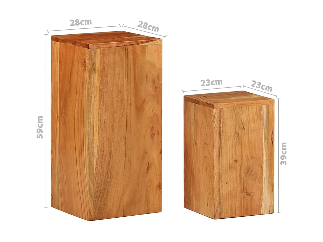 Tables d'appoint 2 pcs Bois d'acacia solide 3