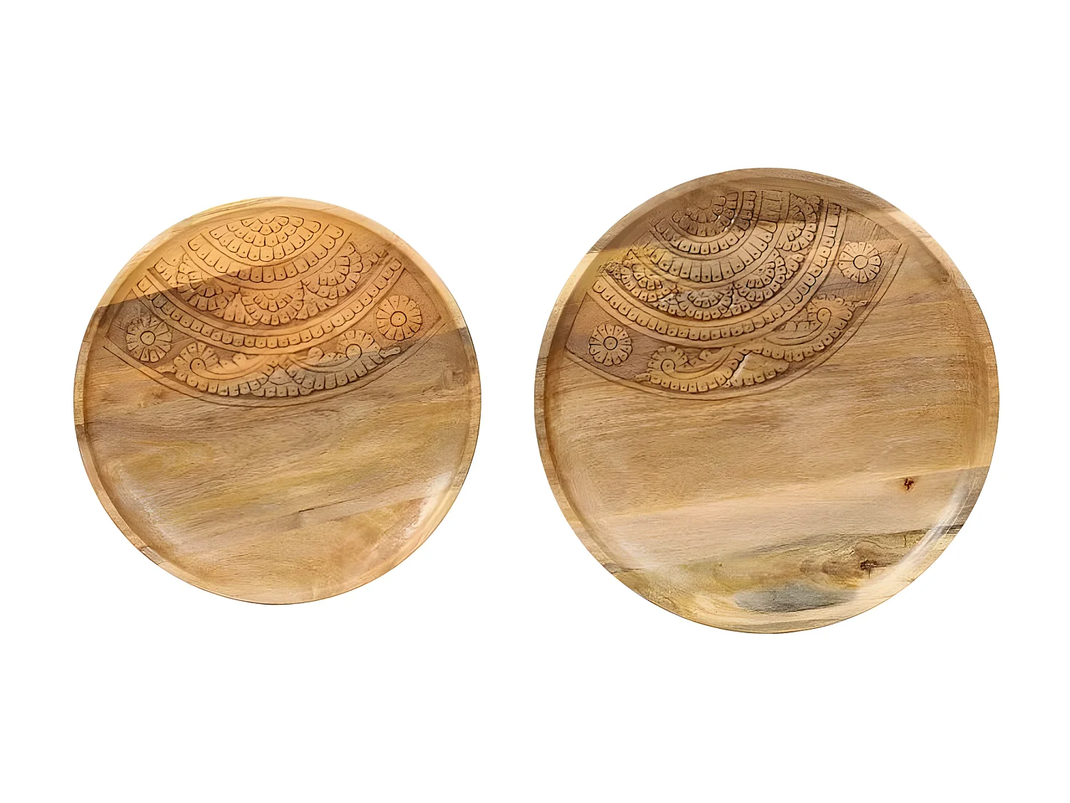 Set de 2 tables d'appoint manguier massif clair et pieds métal noir Kish