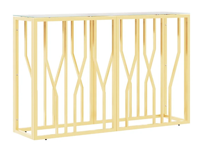 Table console 110x30x70 acier inoxydable et verre