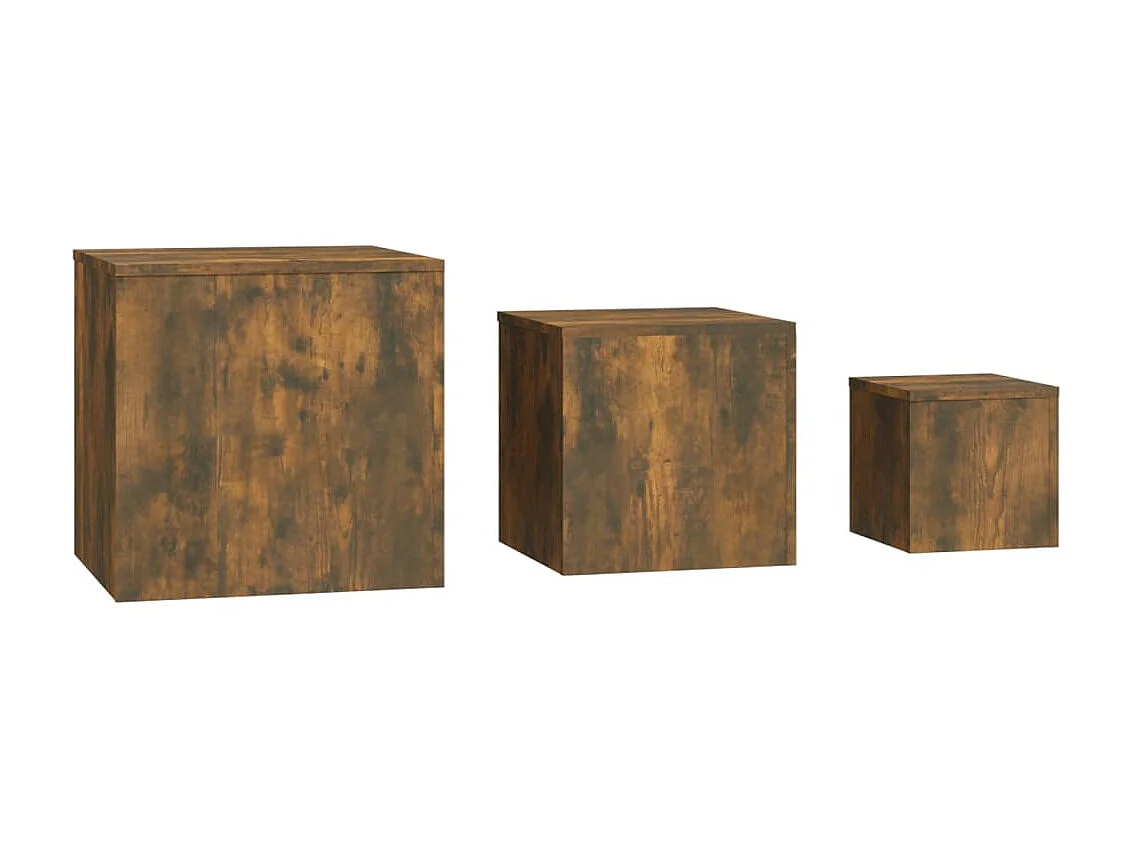 Tables d'appoint 3 pcs Chêne fumé Bois d'ingénierie