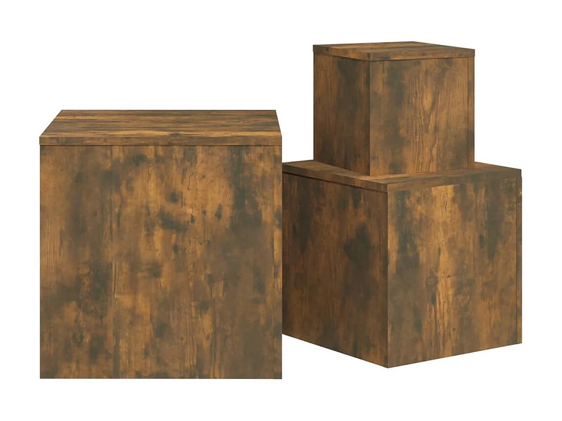 Tables d'appoint 3 pcs Chêne fumé Bois d'ingénierie