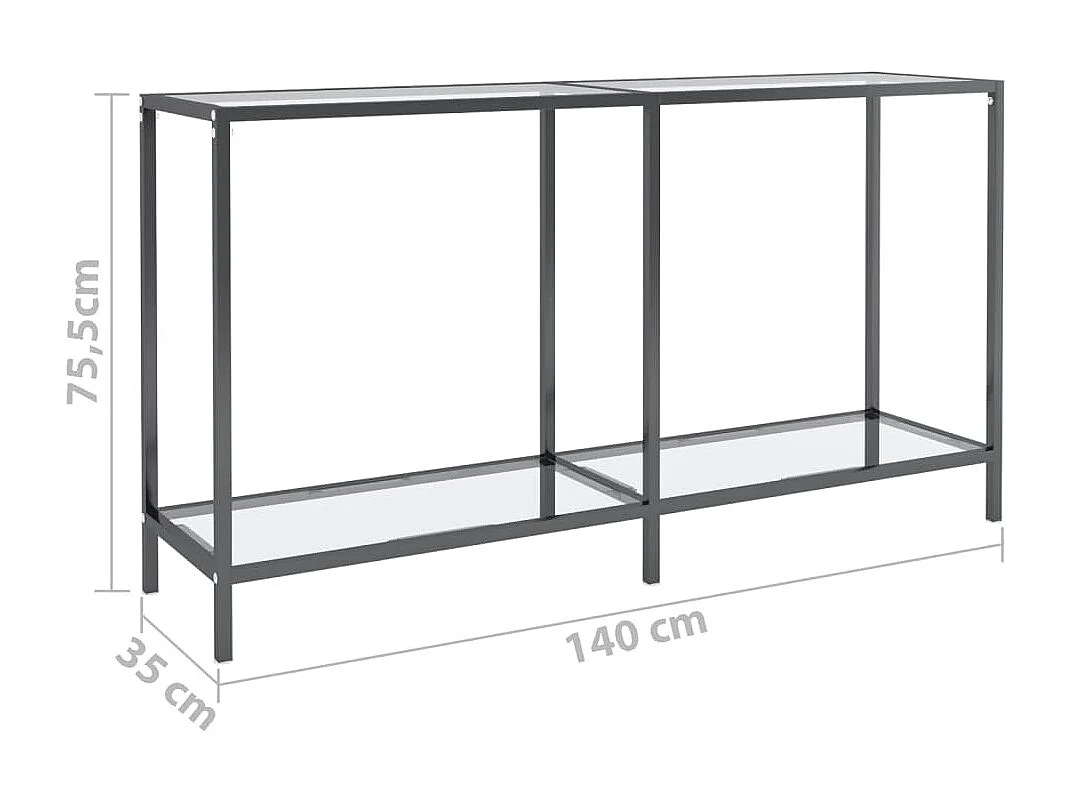 Table console Transparent 140x35x75,5 Verre trempé 2