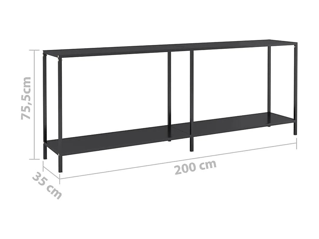Table console Noir 200x35x75,5 Verre trempé 2
