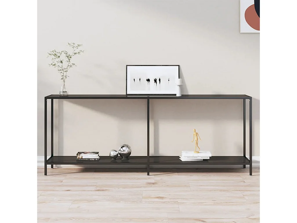Table console Noir 200x35x75,5 Verre trempé 2