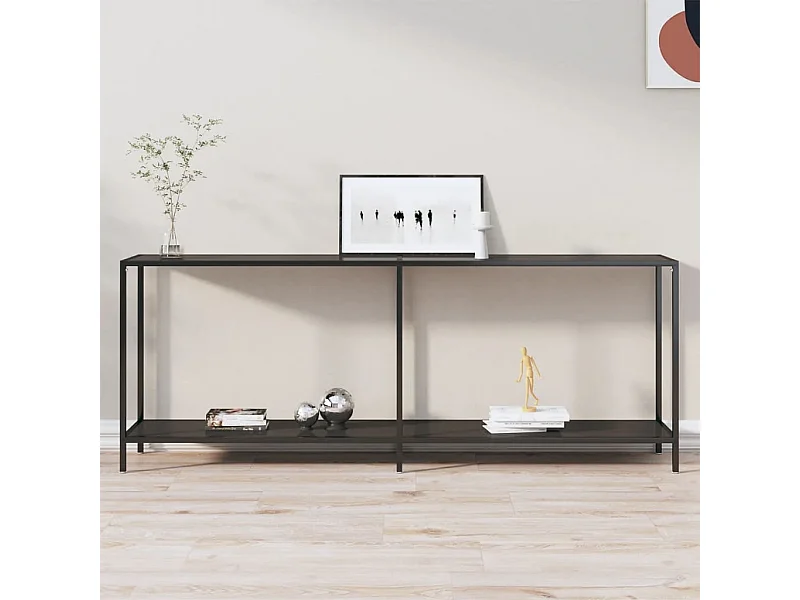 Table console Noir 200x35x75,5 Verre trempé 2