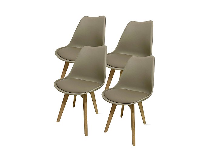 Lot De 4 Chaises Scandinaves Transparentes - Dossier Transparent, Pieds En Hêtre - Pour Salle à Manger, Bureau