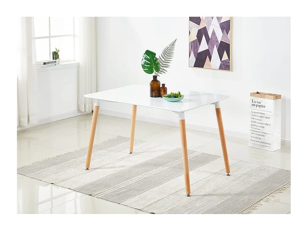 Halo - Table Rectangulaire Style Scandinave - Blanc