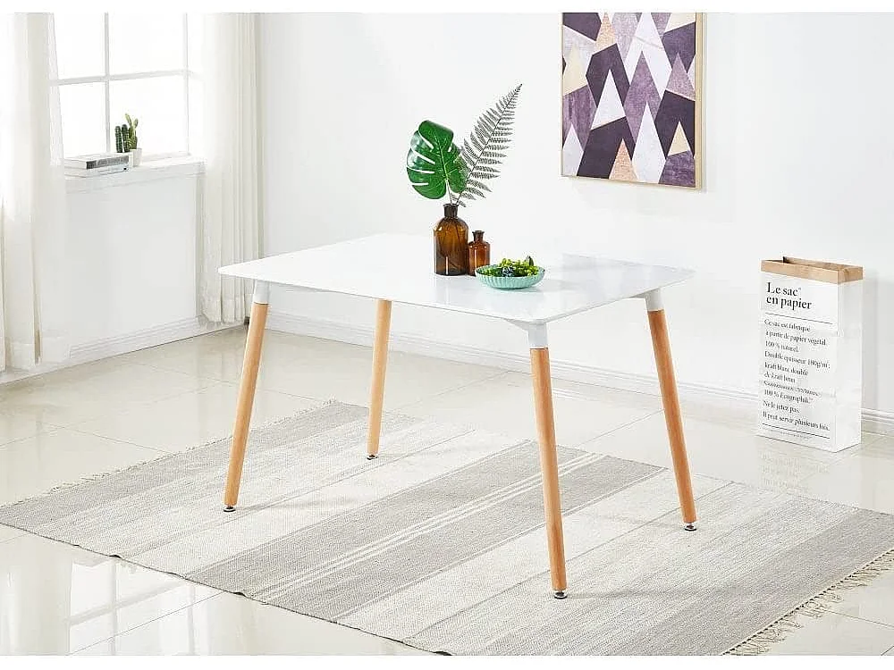 Halo - Table Rectangulaire Style Scandinave - Blanc