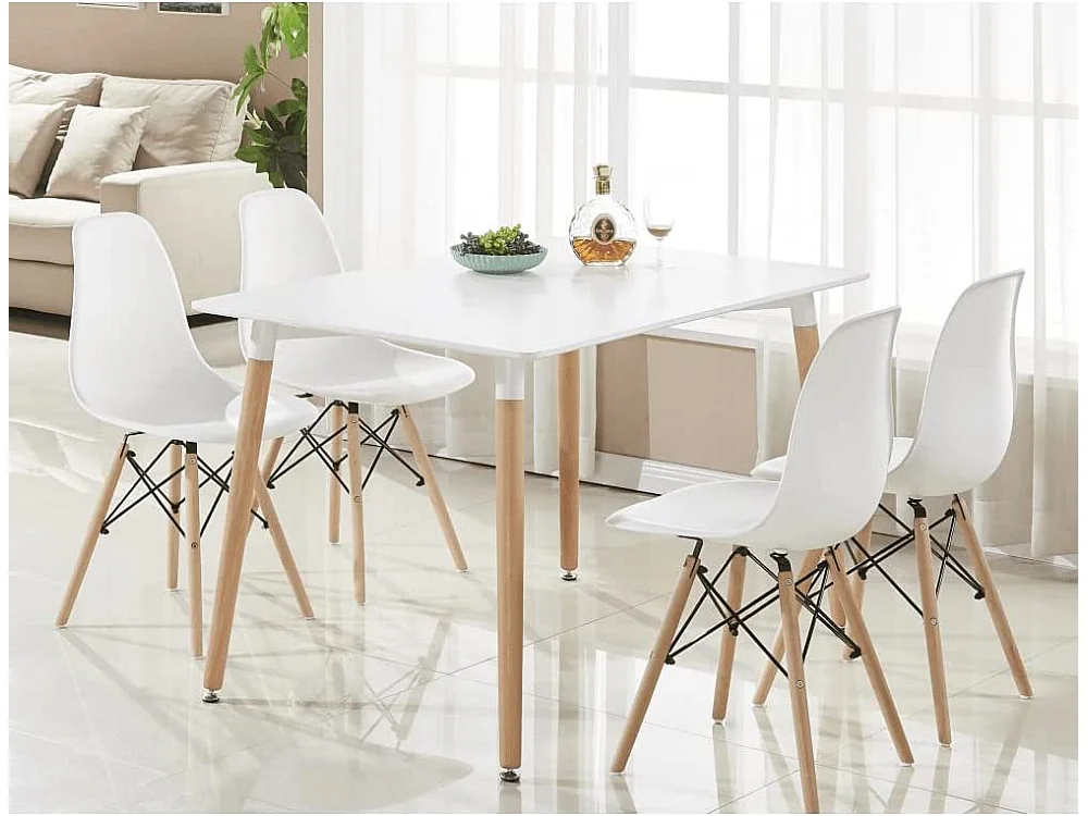 Halo - Table Rectangulaire Style Scandinave - Blanc