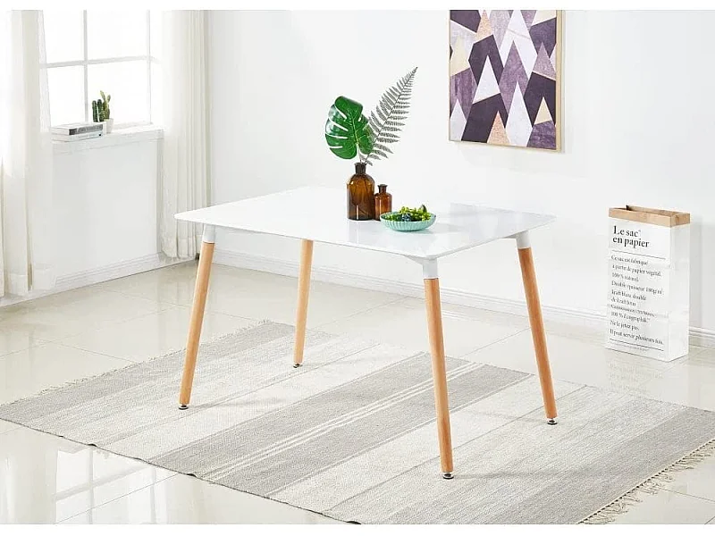 Halo - Table Rectangulaire Style Scandinave - Blanc