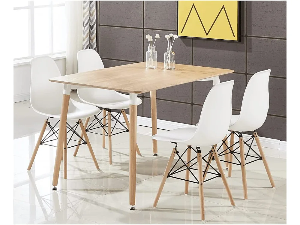 Halo - Table Rectangulaire Style Scandinave - Effet Chêne - Marron