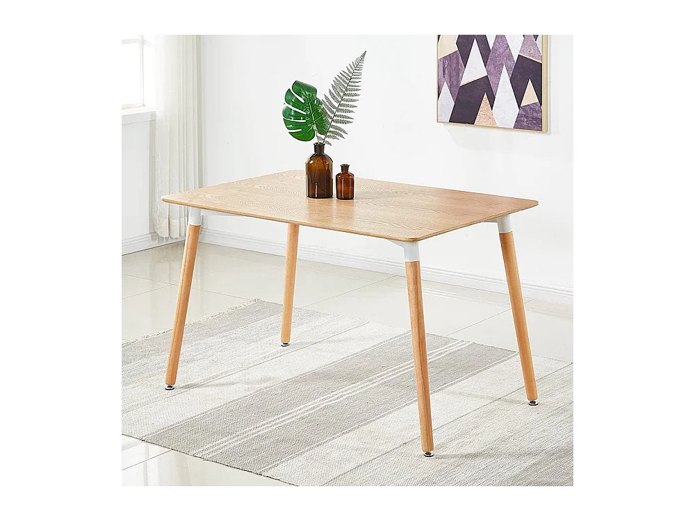 Halo - Table Rectangulaire Style Scandinave - Effet Chêne - Marron